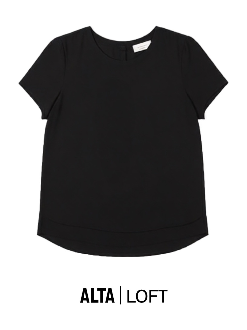 LOFT Black Short-Sleeve Crew Neck Blouse